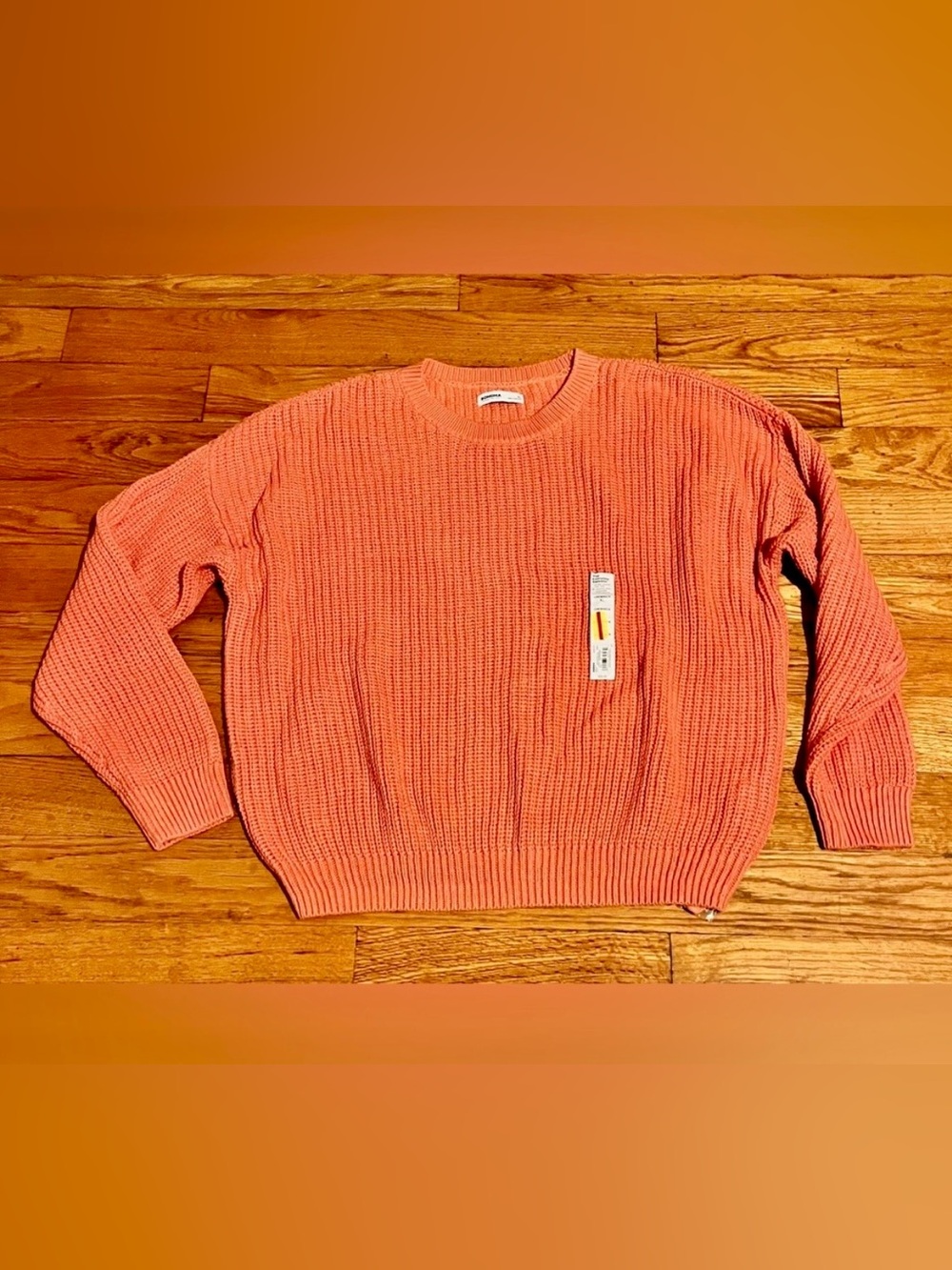 Sonoma NWT Vibrant Orange Cotton Blend Ribbed Knit Popover Crewneck Sweater XL